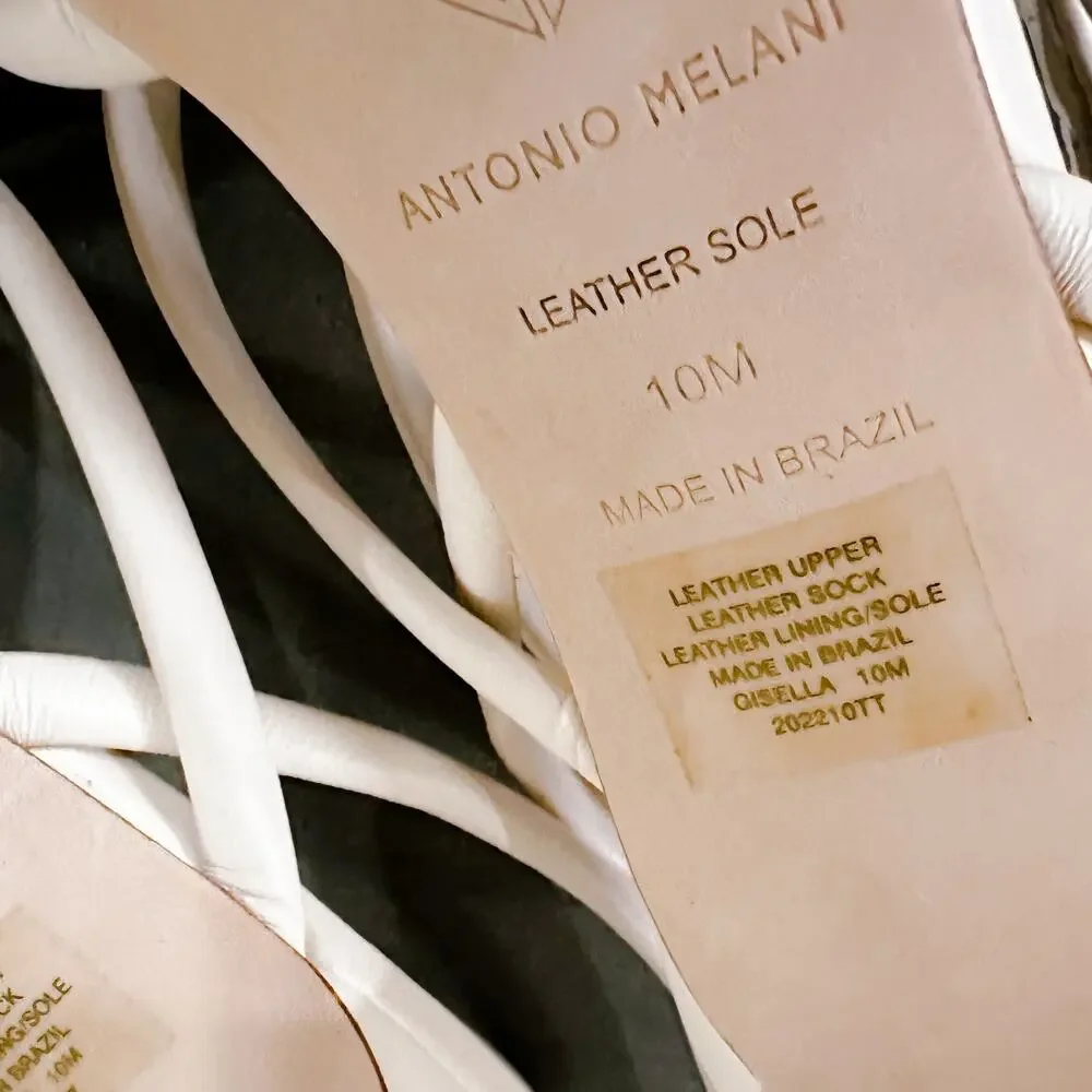 Antonio Melani Gisella Strappy Leather Ankle Strap Dress Sandals Cream Sz 10 NWT